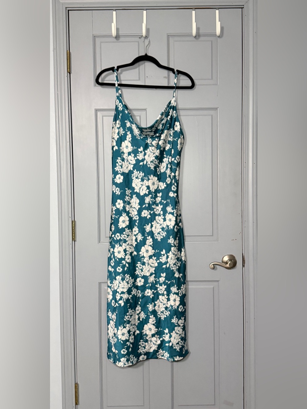 Inspired Hearts Teal Maxi Dress with White Floral Print